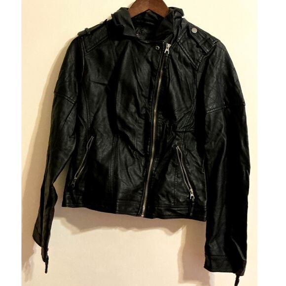 Womens xhileration Lined Faux Leather Jacket in Black Size Large - Picture 1 of 15